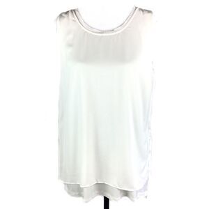 Jones New York Blouse Ivory Cream Layered Side Tie Sleeveless Medium
